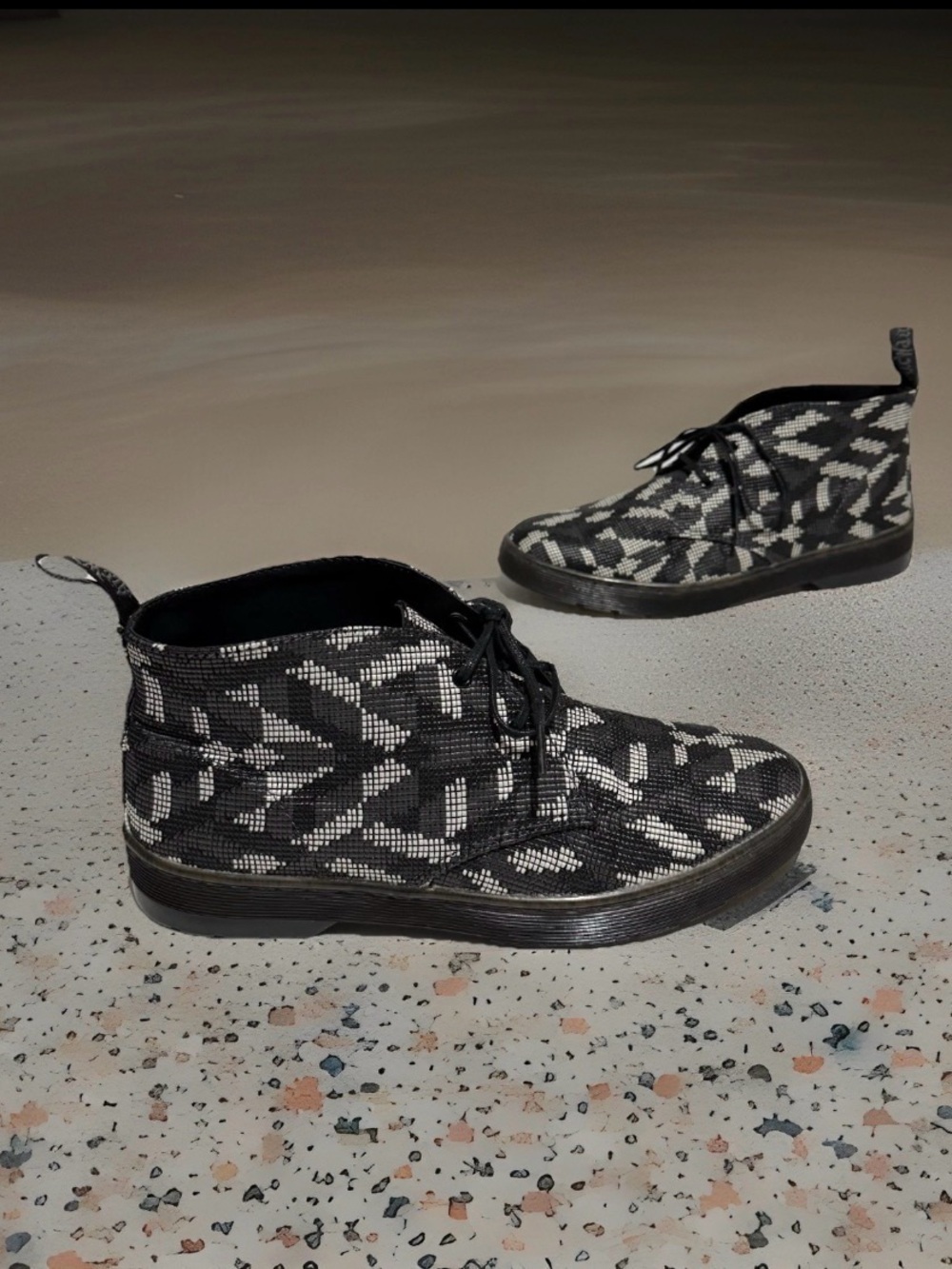 Dr. Martens Daytona Geometric Desert Snakeskin Combat Ankle Boots